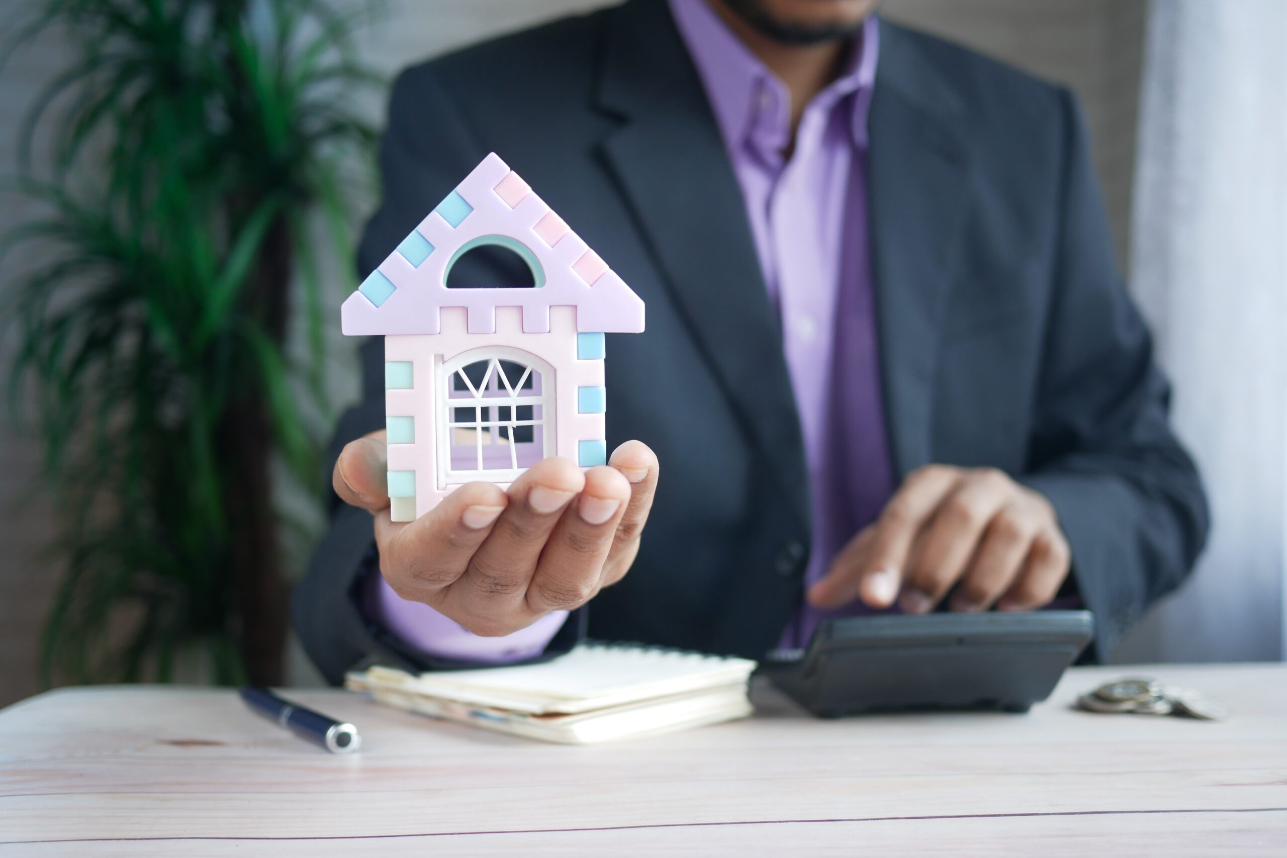 man holding a sample house